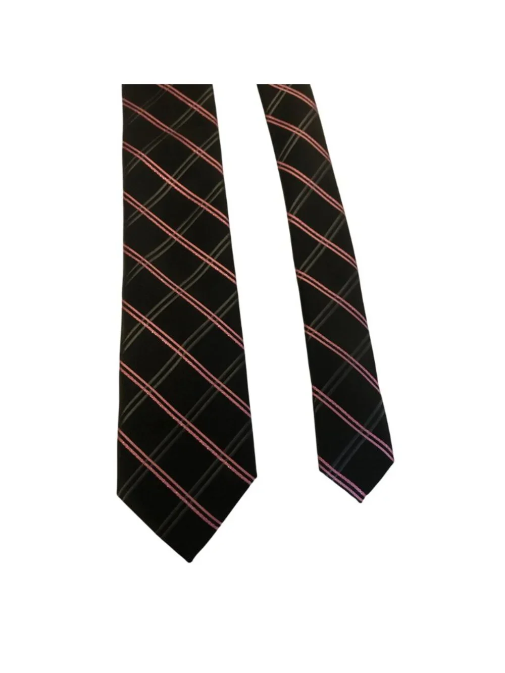 J Ferrar Tie Black Pink Gray Plaid Mens Necktie Office Work Formal Dad Gift